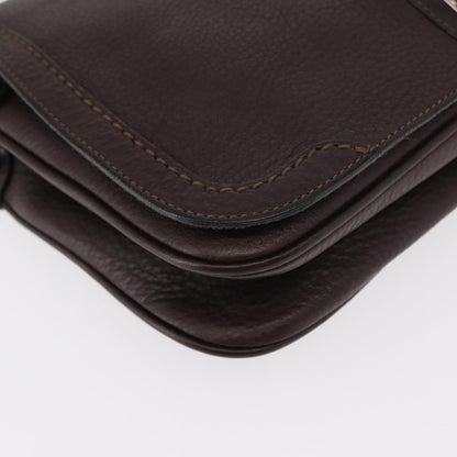 Salvatore Ferragamo Gancini Shoulder Bag Leather, BROWN, LEATHER, Shoulder bag