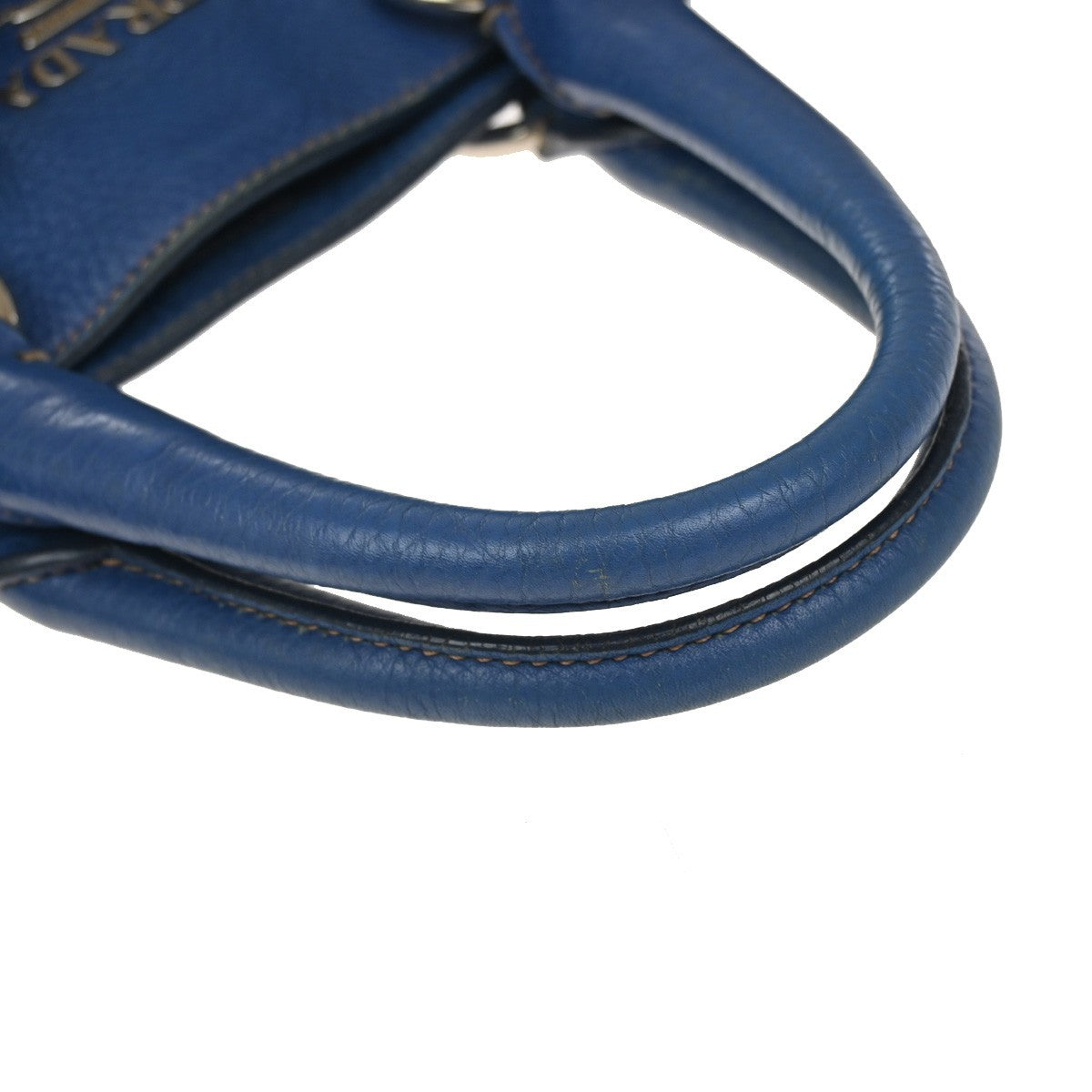 Prada Vintage Tote Leather, BLUE, LEATHER, Tote bag