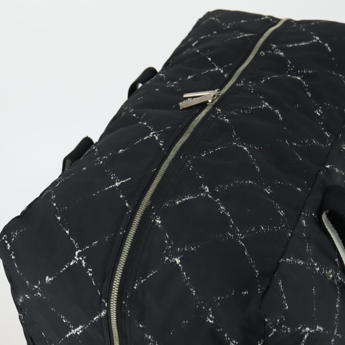 Chanel Travel Line Boston Bag Printed Nylon, BLACK, NYLON, Travel bag