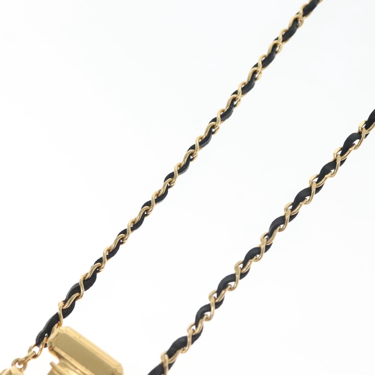 "Chanel CC Perfume Bottle Pendant Chain Long Necklace Metal with Leather, Crystals and Faux Pearl", GOLD, METAL, Necklace