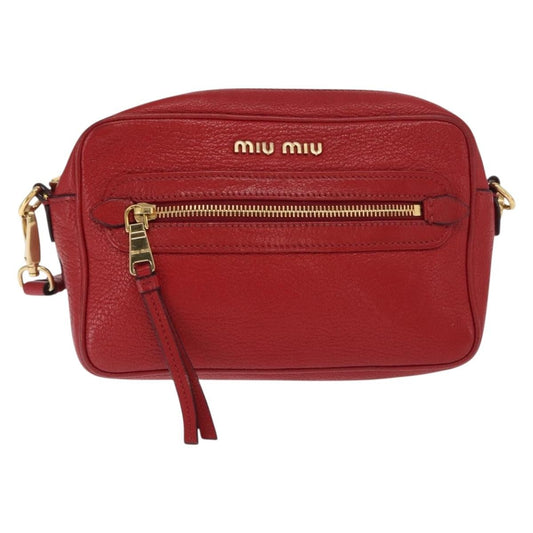 Miu Miu Madras Zip Pocket Crossbody Leather, RED, LEATHER, Shoulder bag