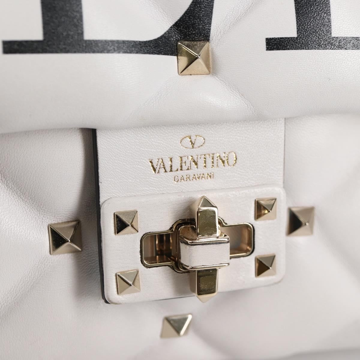 Valentino Garavani VLTN Candystud Top Handle Bag Printed Leather, WHITE, LEATHER, Handbag