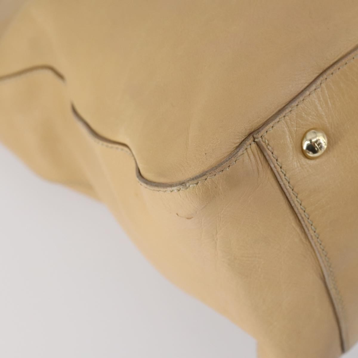 Fendi Twins Tote Leather, BEIGE, LEATHER, Tote bag