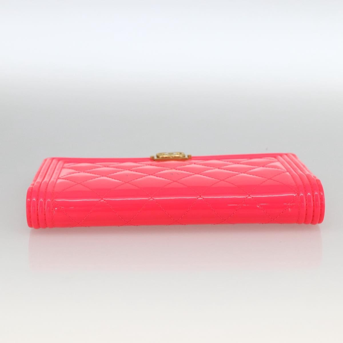 Chanel Boy Yen Wallet Quilted Patent, PINK, PATENT_LEATHER, Wallets