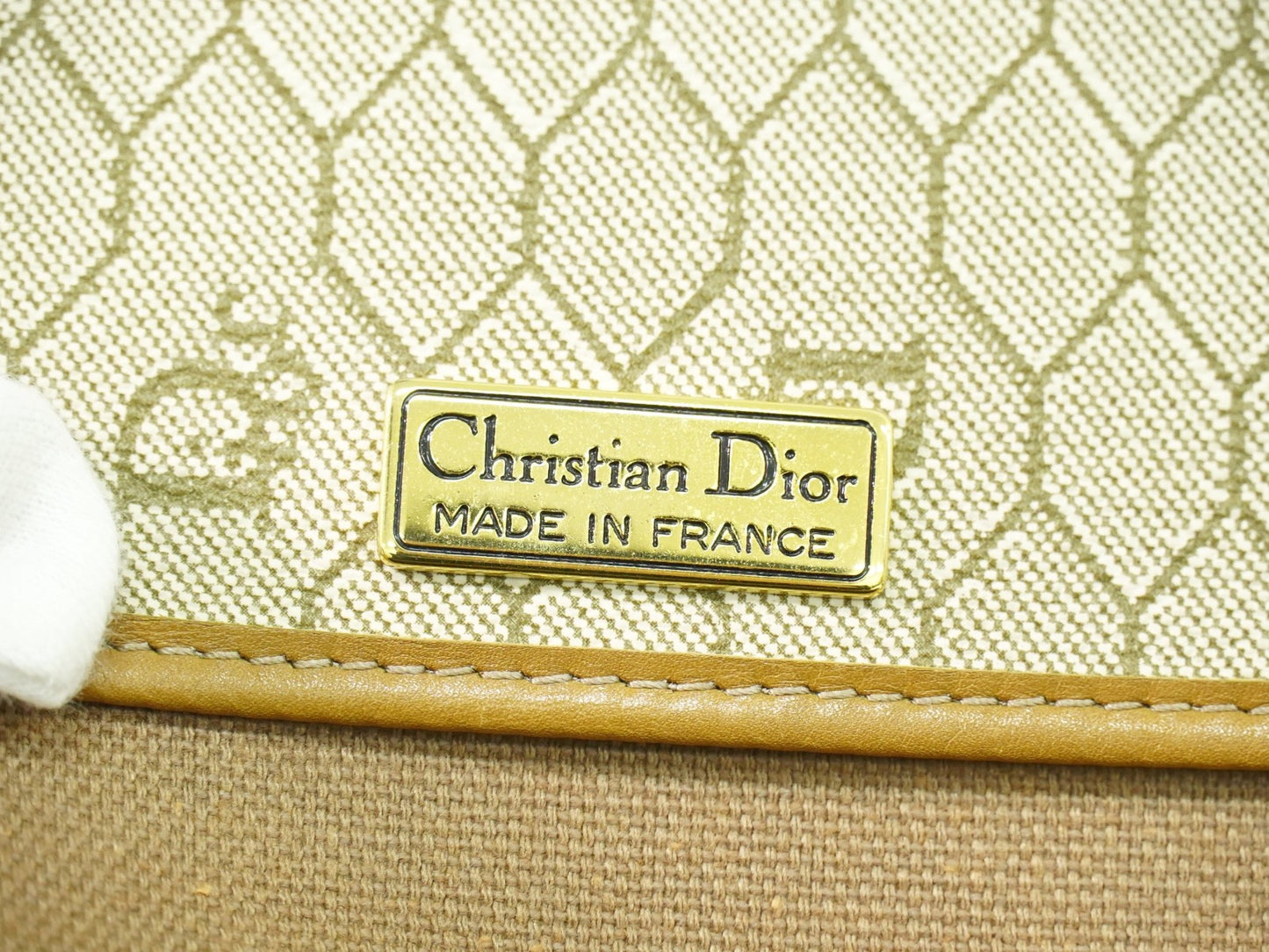 Christian Dior Vintage Honeycomb Shoulder Bag Canvas, BEIGE, CANVAS, Shoulder bag
