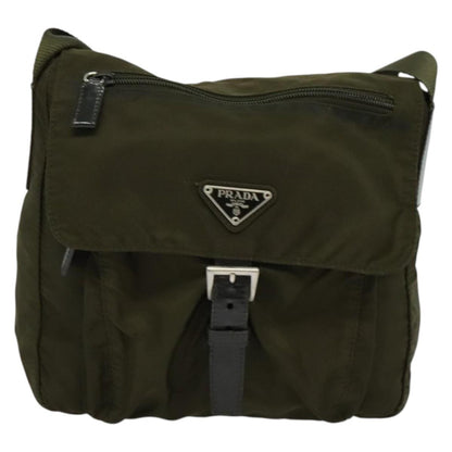 Prada Buckle Messenger Bag Tessuto, KHAKI, NYLON, Shoulder bag