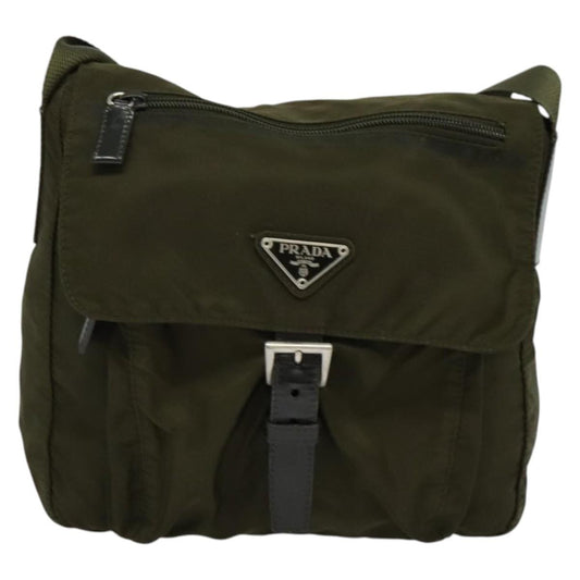 Prada Buckle Messenger Bag Tessuto, KHAKI, NYLON, Shoulder bag