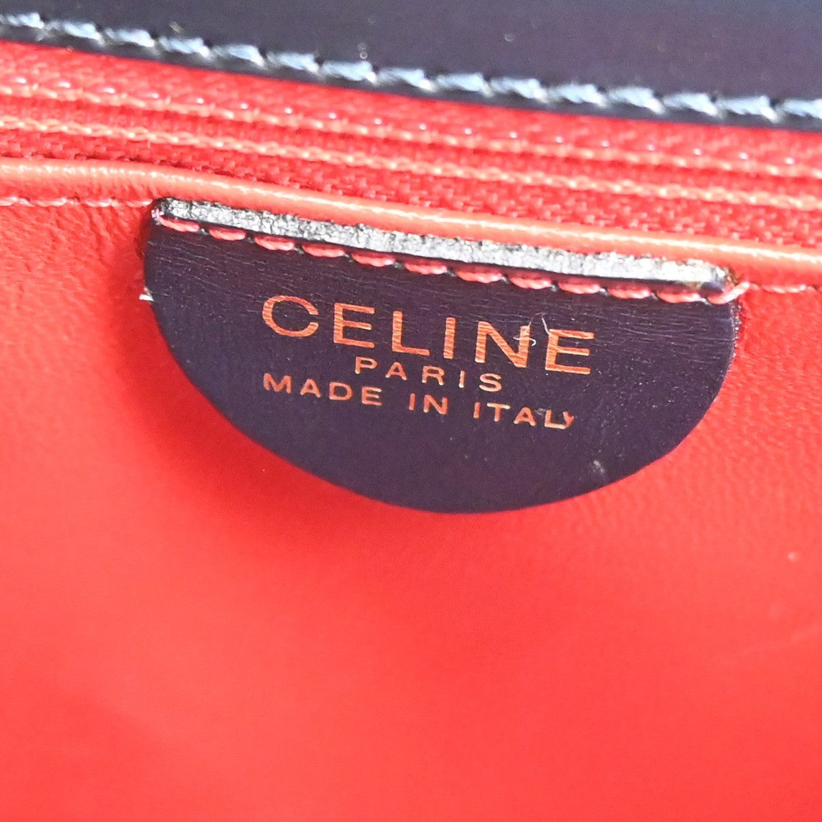 Celine Gancini Handbag Leather, NAVY, LEATHER, Handbag