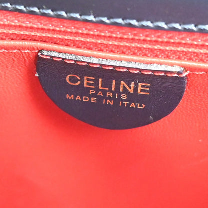 Celine Gancini Handbag Leather, NAVY, LEATHER, Handbag