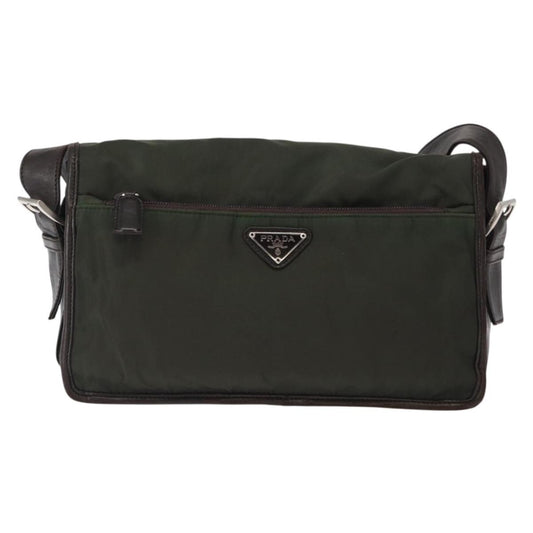 Prada Double Buckle Flap Messenger Bag Tessuto, KHAKI, NYLON, Shoulder bag