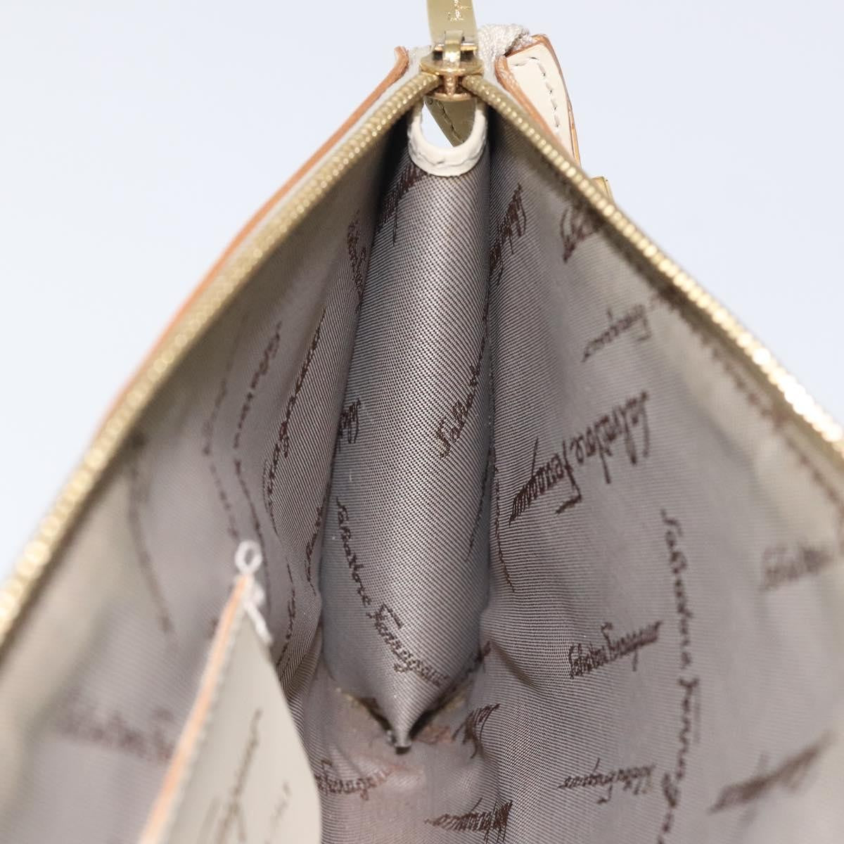 Salvatore Ferragamo Gancini Shoulder Bag Leather, BEIGE, LEATHER, Shoulder bag