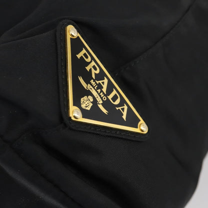 Prada Convertible Metal Handle Satchel Quilted Tessuto, BLACK, NYLON, Tote bag