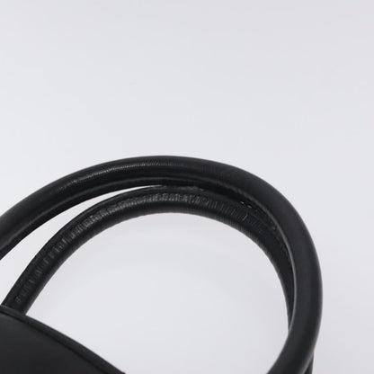 Celine Circle Logo Handbag Leather, BLACK, LEATHER, Handbag