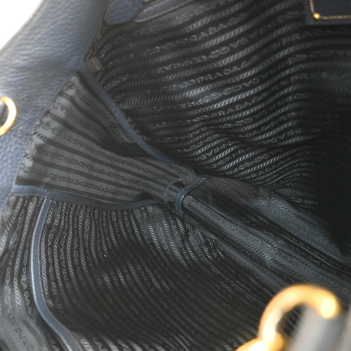 Prada Shopping Tote Vitello Daino, Navy, Leather, Tote Bag