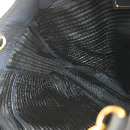 Prada Shopping Tote Vitello Daino, Navy, Leather, Tote Bag