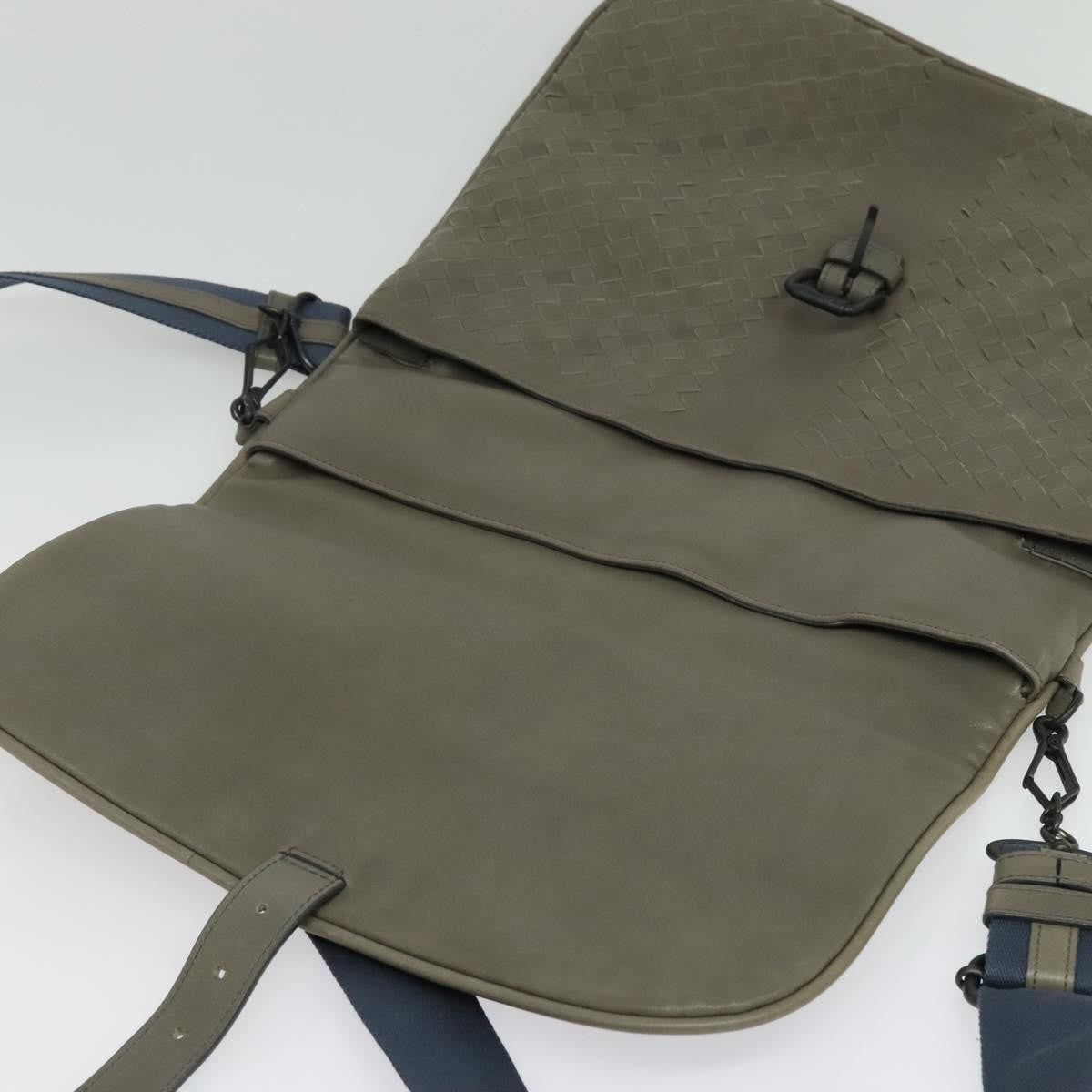 Bottega Veneta Vintage Flap Shoulder Bag Intrecciato leather, GRAY, LEATHER, Shoulder bag