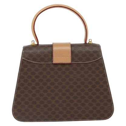 Celine Vintage Macadam Handbag Canvas, BROWN, PVC, Handbag