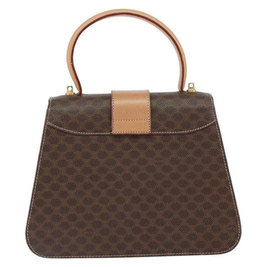 Celine Vintage Macadam Handbag Canvas, BROWN, PVC, Handbag