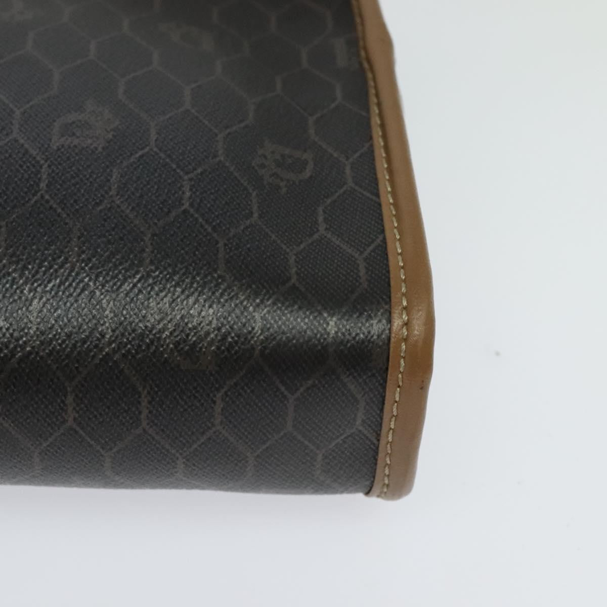 Christian Dior Vintage Honeycomb Zip Pouch Canvas and Leather, BROWN, CANVAS, Clutche & pouche