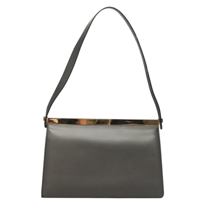 Gucci Vintage Shoulder Bag Leather, GRAY, LEATHER, Shoulder bag