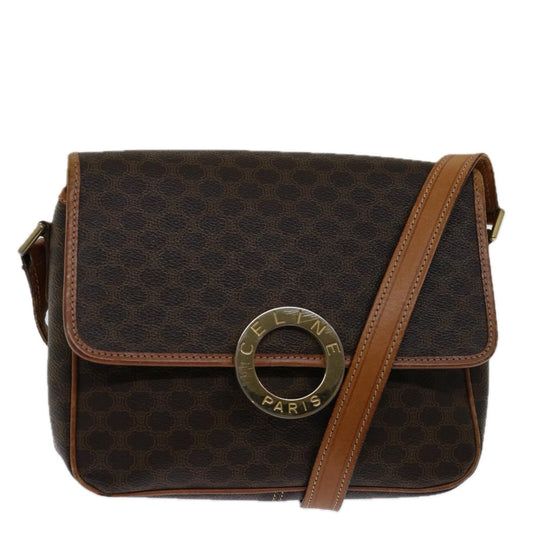 Celine Macadam Shoulder Bag Canvas, BROWN, PVC, Shoulder bag