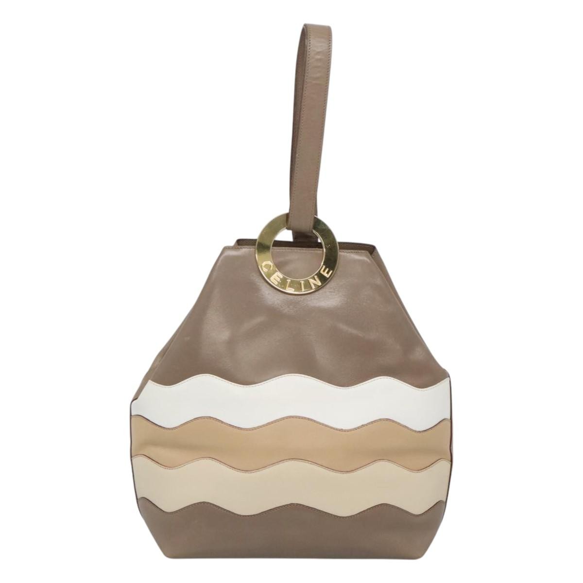 Celine Shoulder Bag Leather, BROWN, LEATHER, Shoulder bag