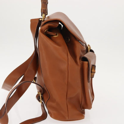 Gucci Vintage Bamboo Backpack Leather, BROWN, LEATHER, Backpack