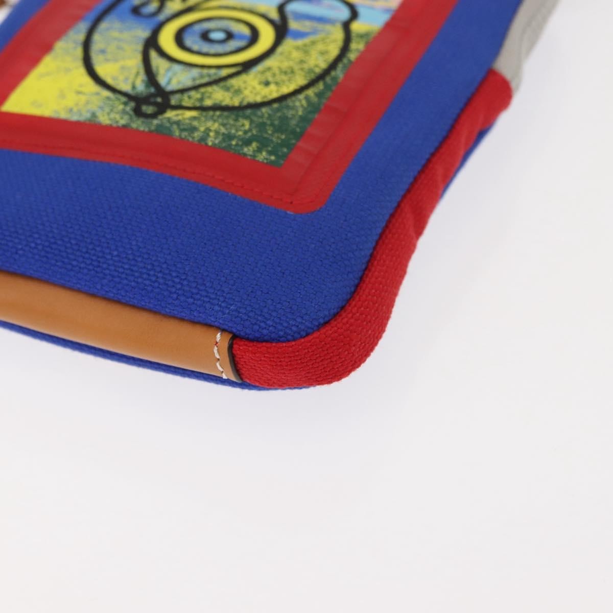 Loewe Eye/Loewe/Nature Zip Neck Pouch Canvas with Applique, BLUE, CANVAS, Clutche & pouche