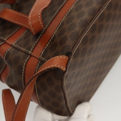 Celine Vintage Drawstring Flap Backpack Macadam Coated Canvas, BROWN, CANVAS, Backpack