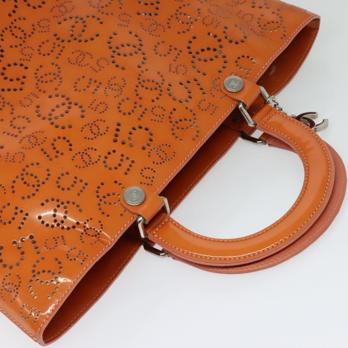 Chanel CC No.5 Shopping Tote Perforated Patent, ORANGE, PATENT_LEATHER, Handbag