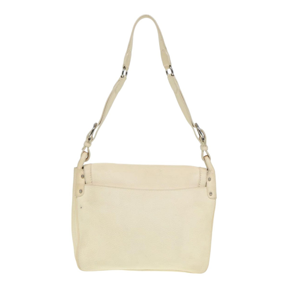 Salvatore Ferragamo Gancini Shoulder Bag Leather, White, Leather, Handbag