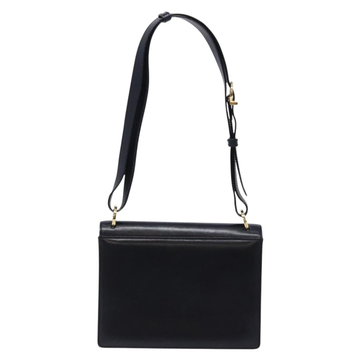 Salvatore Ferragamo Gancini Shoulder Bag Leather, NAVY, LEATHER, Shoulder bag