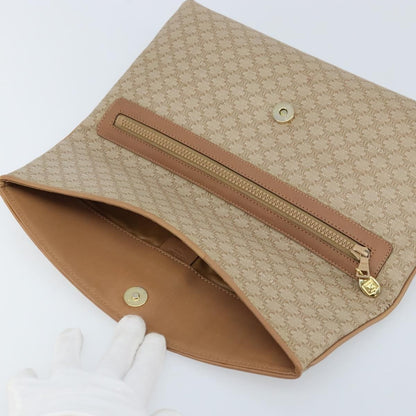 Celine C Macadam Pouch Canvas, Beige, PVC, Clutch