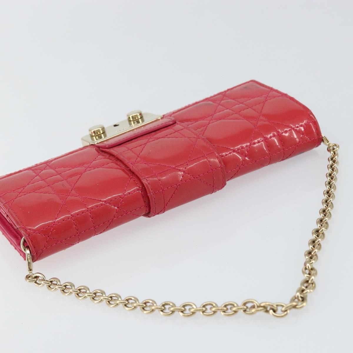 Christian Dior New Lock Pouch Cannage Quilt Patent, PINK, PATENT_LEATHER, Clutche & pouche