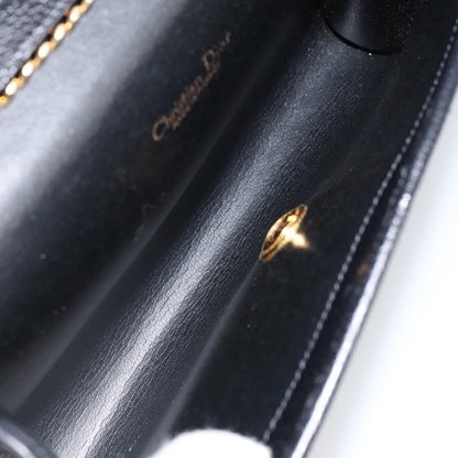 Christian Dior Vintage Chain Flap Shoulder Bag Leather, BLACK, LEATHER, Shoulder bag