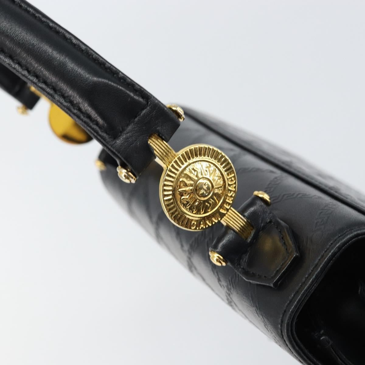 Versace Vintage Handbag Leather, BLACK, LEATHER, Handbag