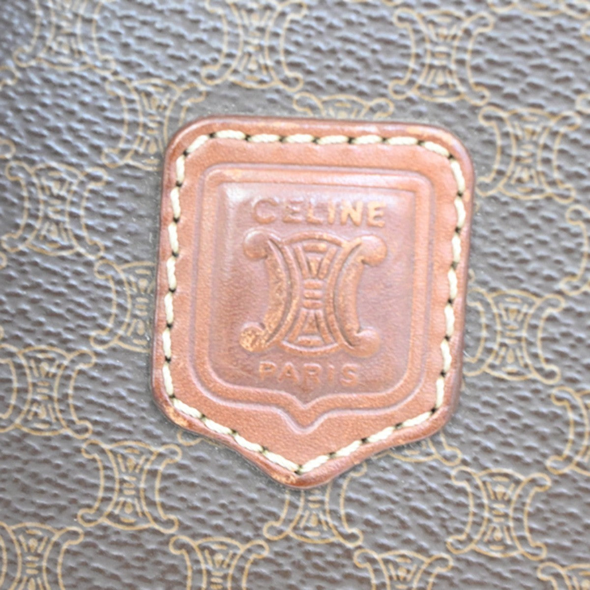 Celine Macadam Pochette Canvas and Leather, BROWN, CANVAS, Clutche & pouche