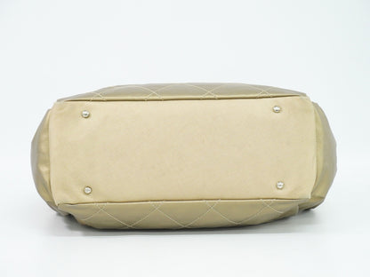 Chanel Biarritz Pocket Tote Quilted Coated Canvas, GOLD, CANVAS, Tote bag