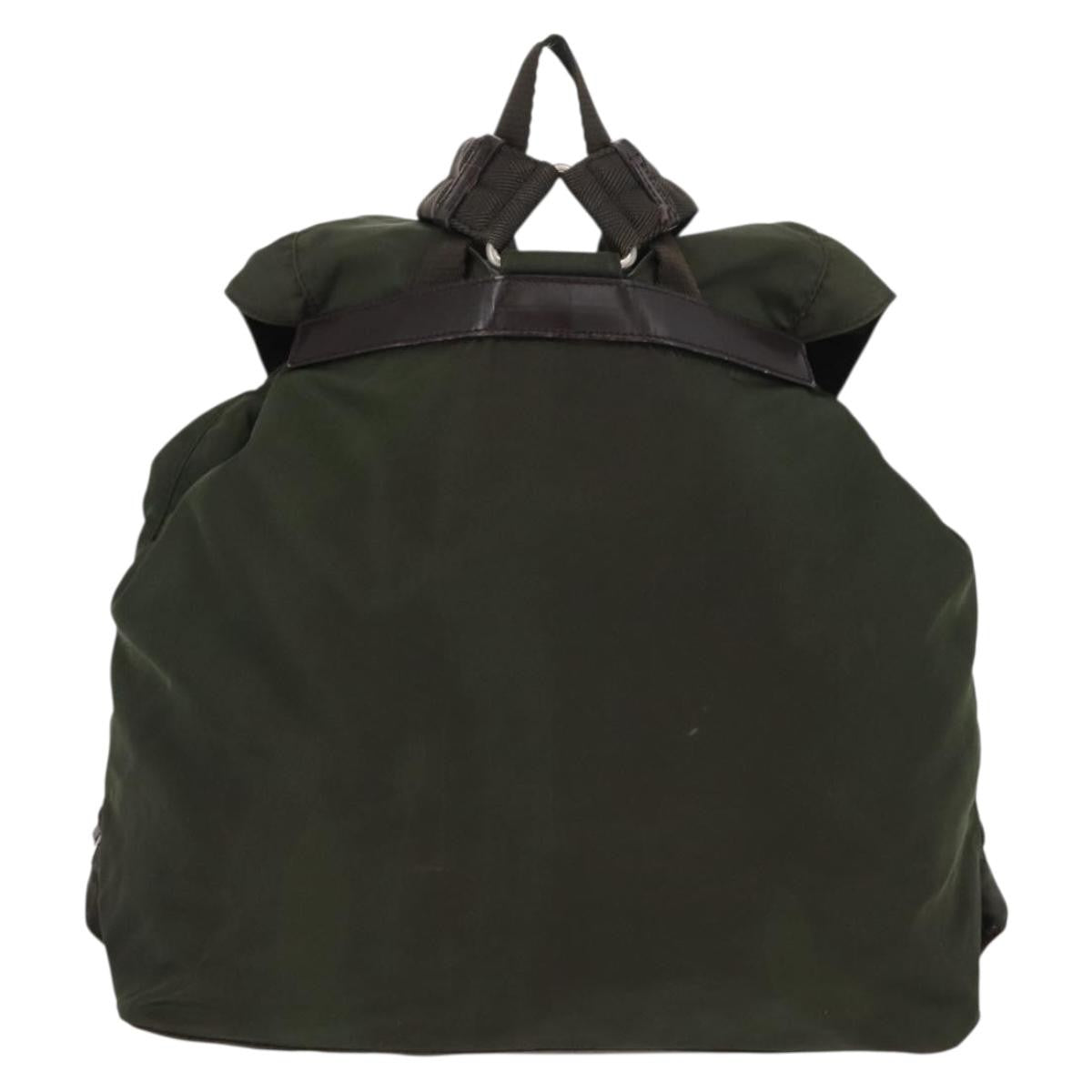 Prada Vela Double Front Pocket Backpack Tessuto with Saffiano Leather, KHAKI, NYLON, Backpack