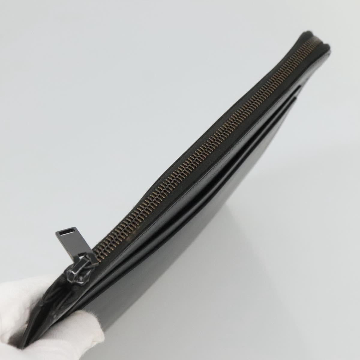 Saint Laurent Zip Pocket Pouch Leather, BLACK, LEATHER, Clutche & pouche