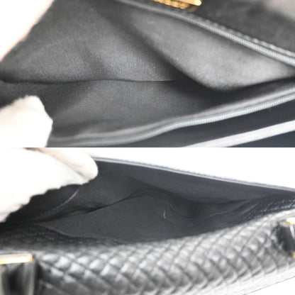 Bally Vintage Handbag Quilted Leather, BLACK, LEATHER, Handbag