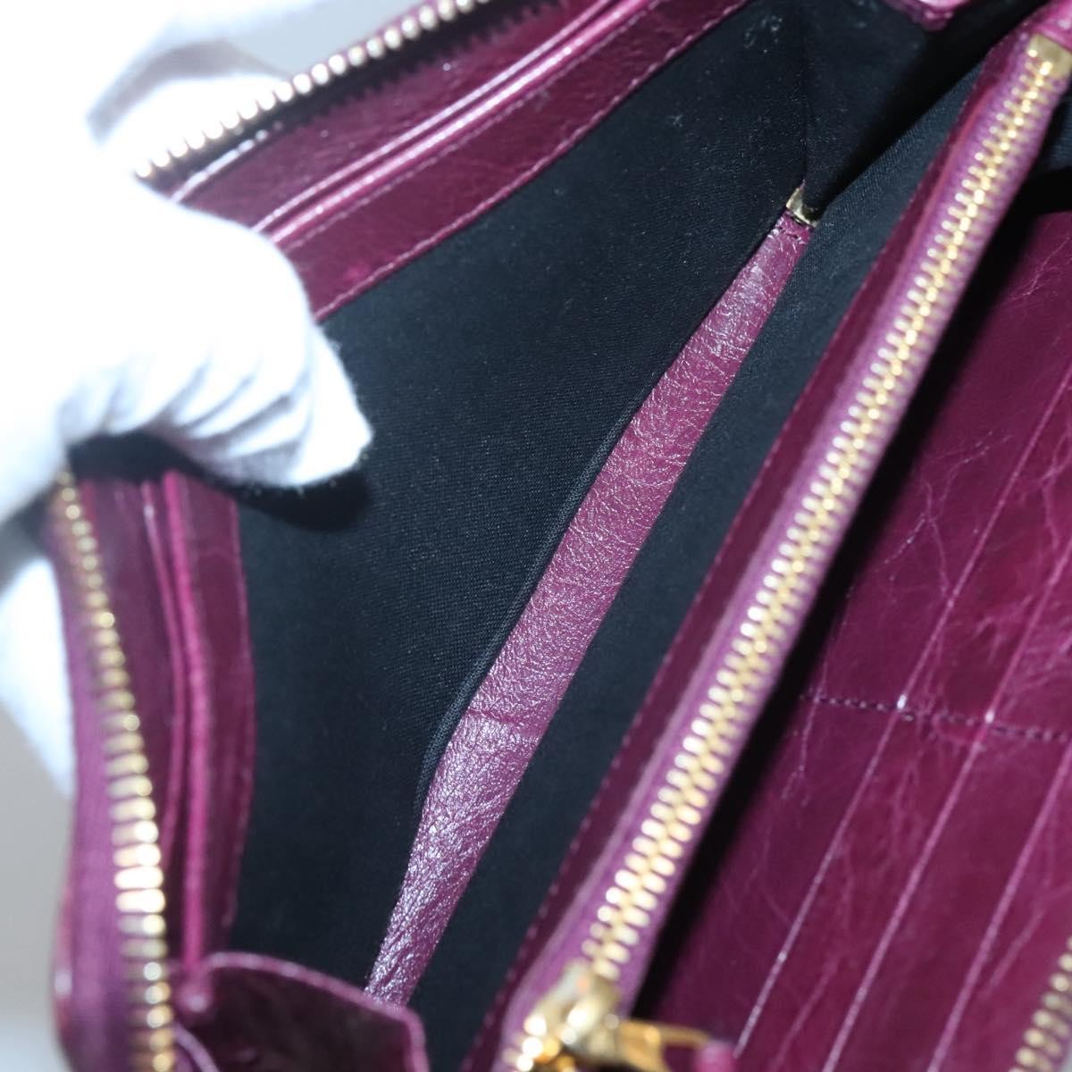 Balenciaga Classic Continental Zip Around Wallet Leather, PURPLE, LEATHER, Wallets