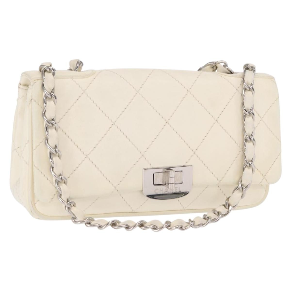 Chanel Reissue 2.55 Flap Bag Leather, WHITE, LEATHER, Shoulder bag