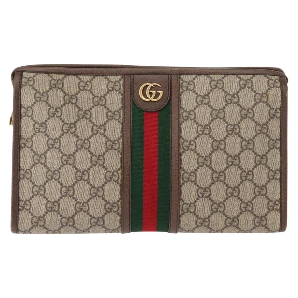 Gucci Ophidia Pouch GG Coated Canvas, BEIGE, CANVAS, Clutche & pouche