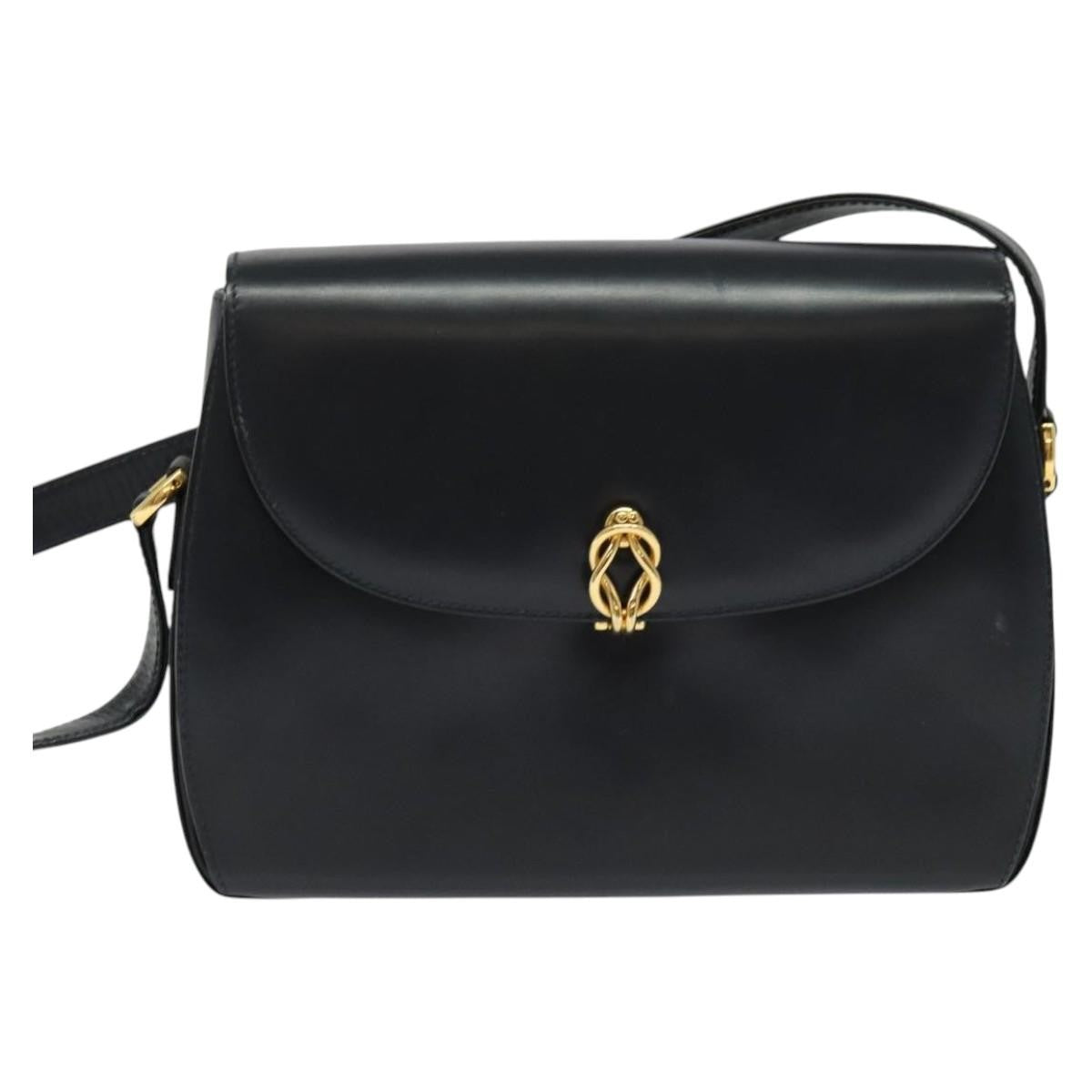 Gucci Vintage Flap Crossbody Bag Leather, NAVY, LEATHER, Shoulder bag