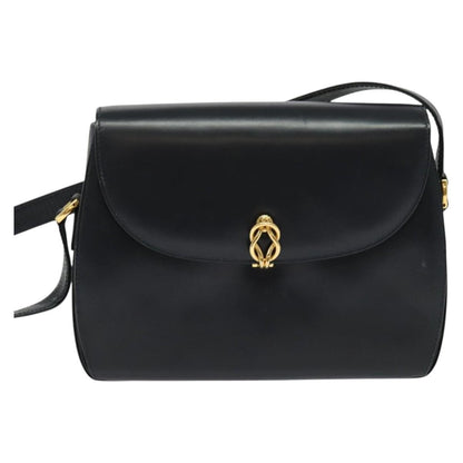 Gucci Vintage Flap Crossbody Bag Leather, NAVY, LEATHER, Shoulder bag