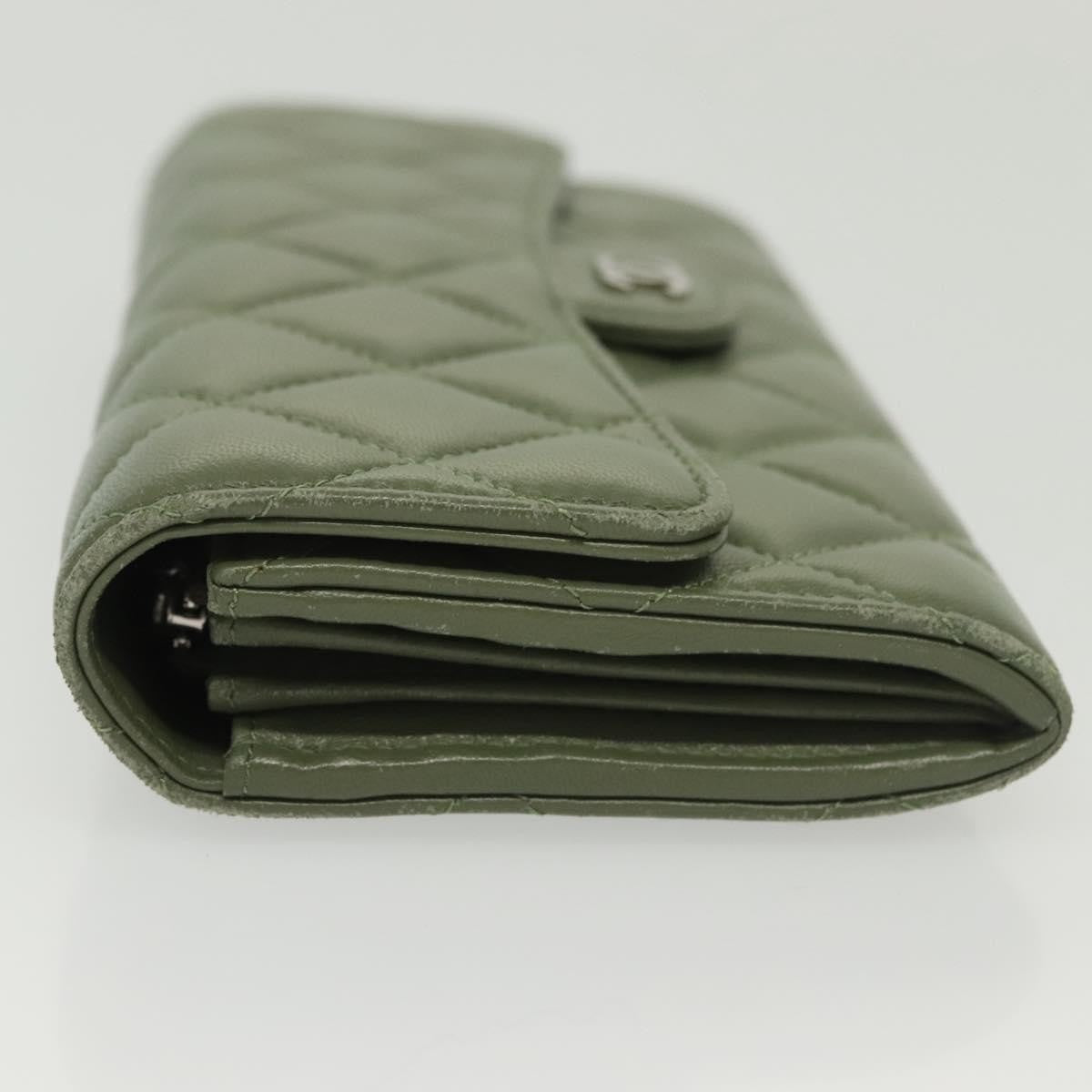 Chanel CC Gusset Classic Flap Wallet Quilted Lambskin, GREEN, LEATHER, Wallets