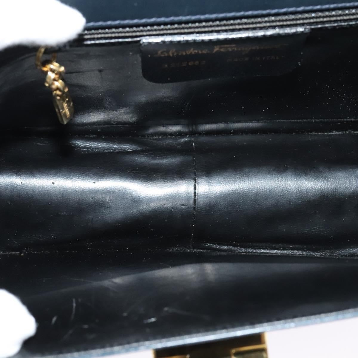 Salvatore Ferragamo Gancini Shoulder Bag Leather, NAVY, LEATHER, Shoulder bag