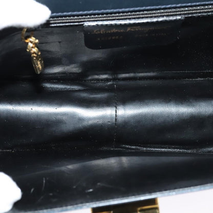 Salvatore Ferragamo Gancini Shoulder Bag Leather, NAVY, LEATHER, Shoulder bag