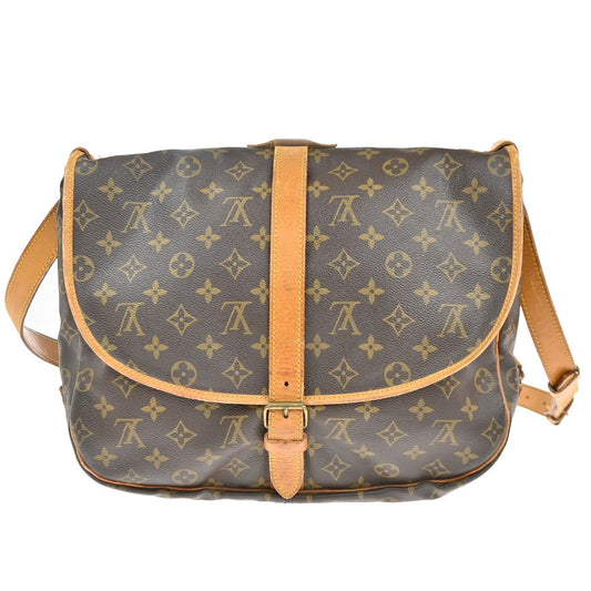 Louis Vuitton Saumur Handbag Monogram Canvas, BROWN, CANVAS, Shoulder bag